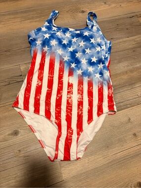 One piece bathing suit large red/white/blue new without tags
